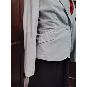 Talbots Women's Light Blue Velvet Blazer Jacket One Button Tailored 4P